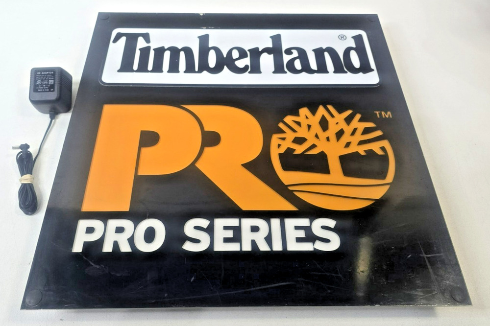 Vintage Timberland Pro Series Lighted Sign Shoe Store Display 18x18